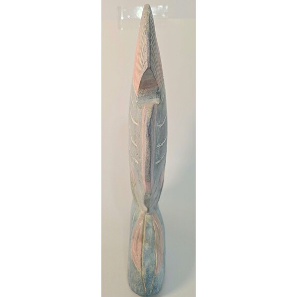 VTG Hand Carved Painted Wooden Fish Statue 12.5" Realistic  Pastels 1990s - Picture 6 of 7